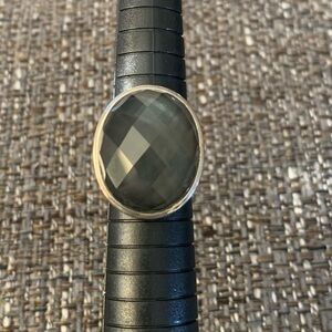 ✨Host Pick✨ Sterling Silver clear quartz grey doublet ring sz 7